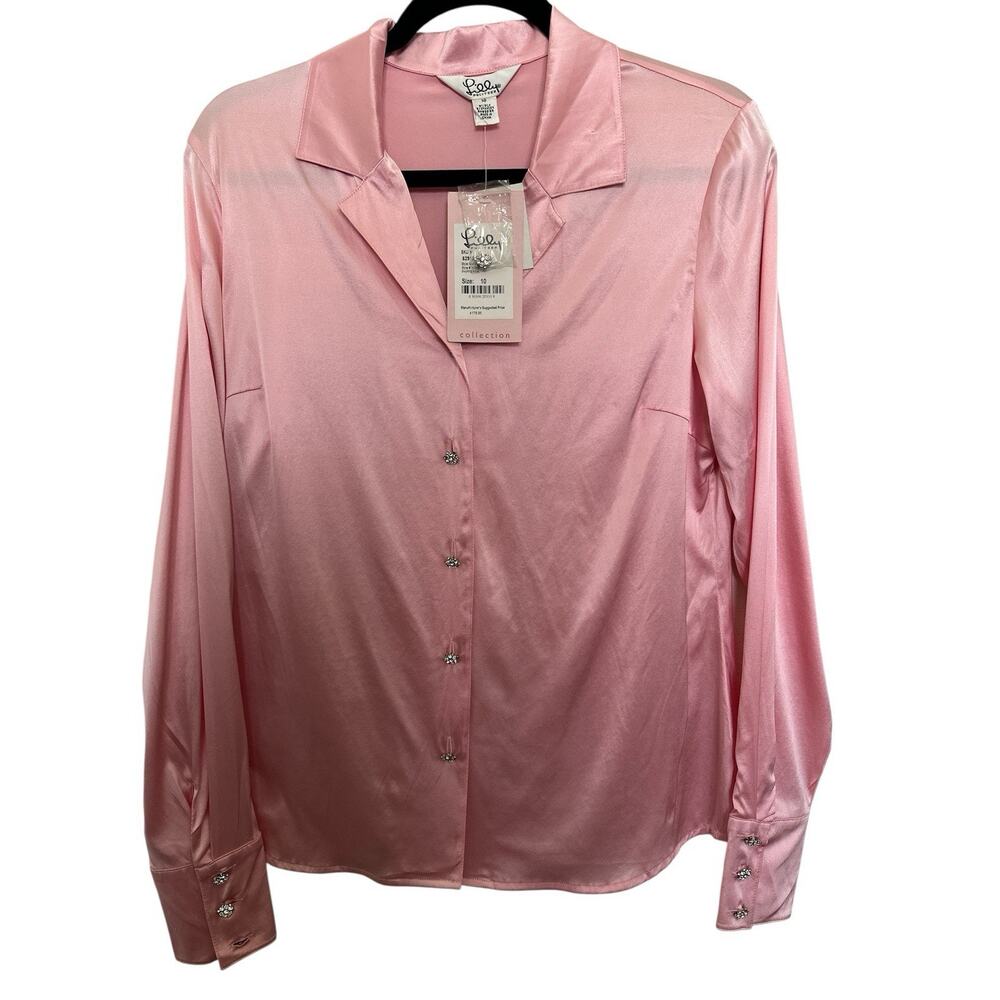 lilly pulitzer CHARLA SHIRT Size 10 91%Silk 9%Spandex Color PHIPPS PINK - Picture 2 of 10